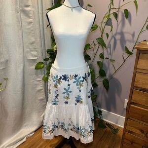 JH Collectibles Size 6 Women's Beaded Floral Ruffled Cotton Skirt Drawstring Zip